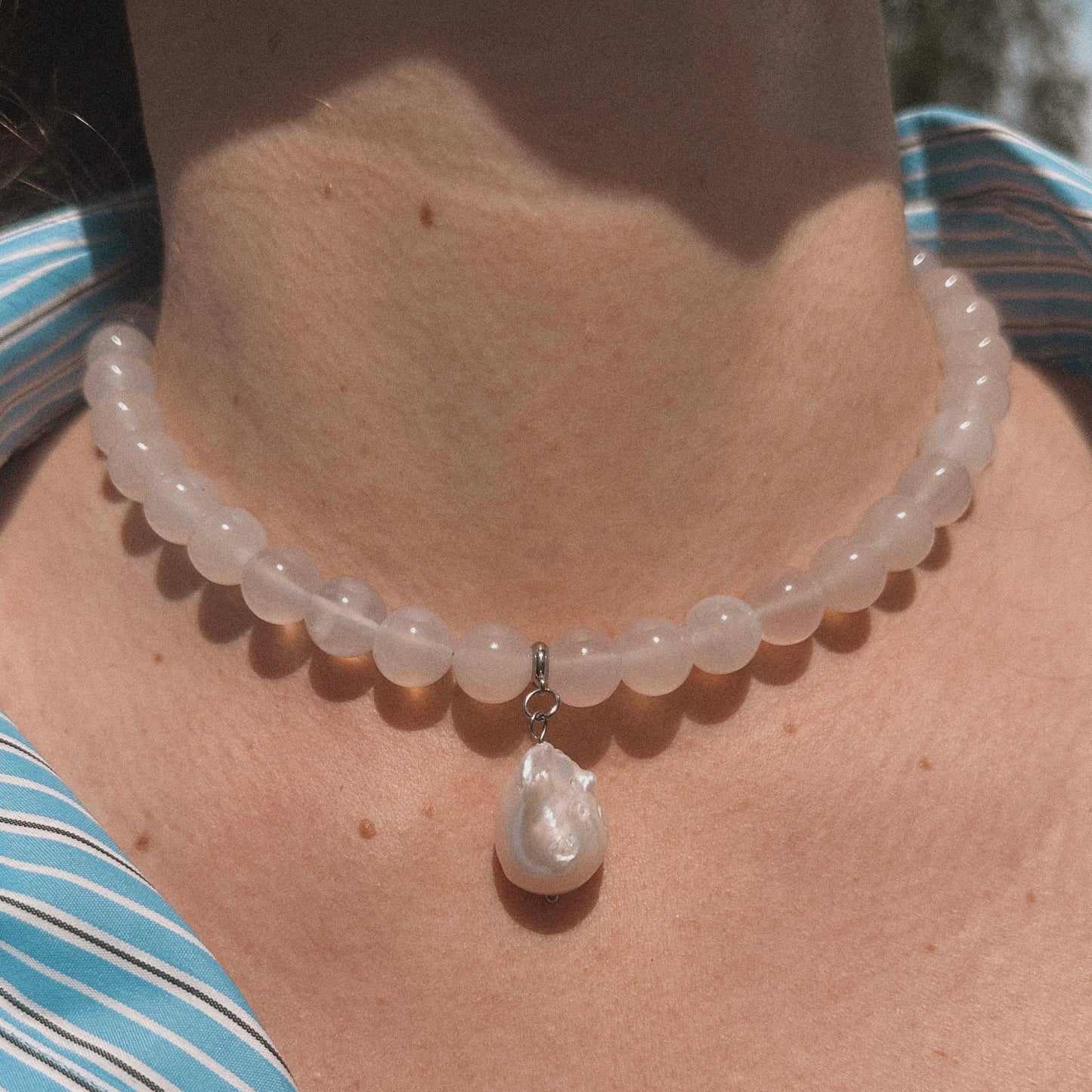 “Nereis” Agate & Pearl necklace