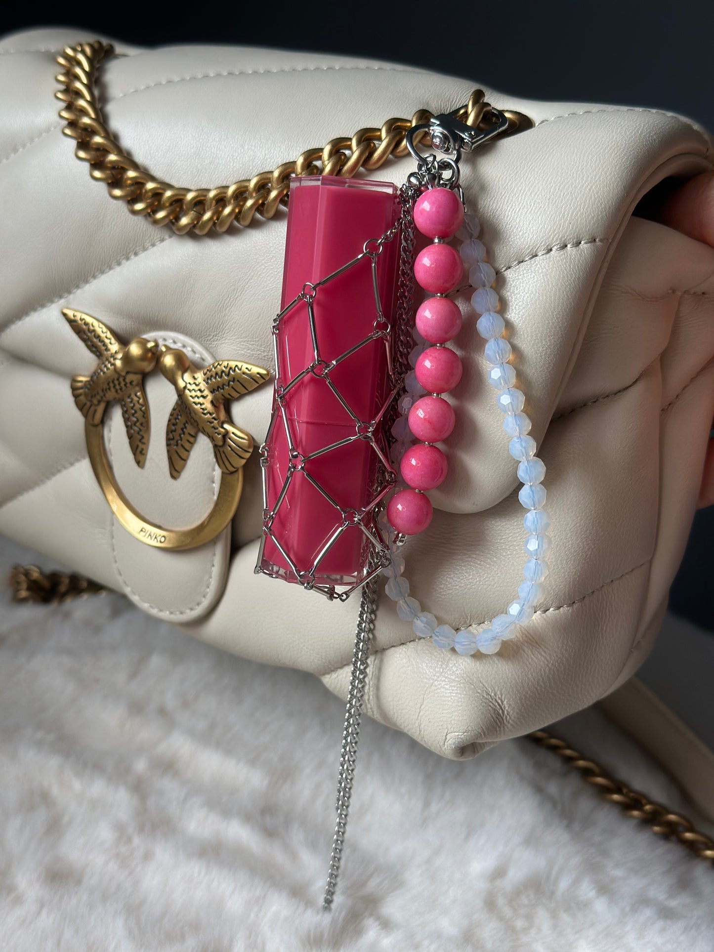 “Pink Coral” lipstick holder keychain
