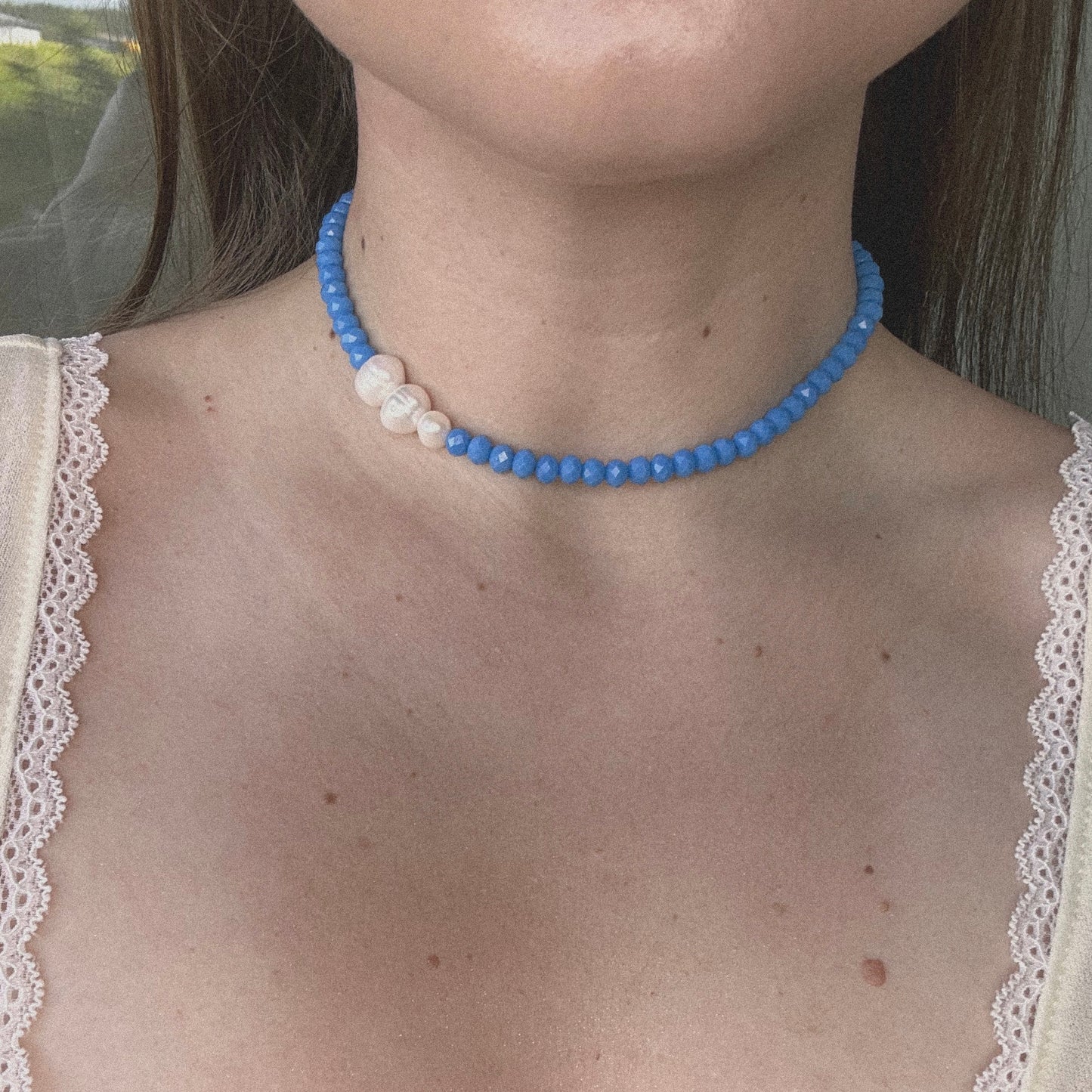 “Azure Pearl” Choker