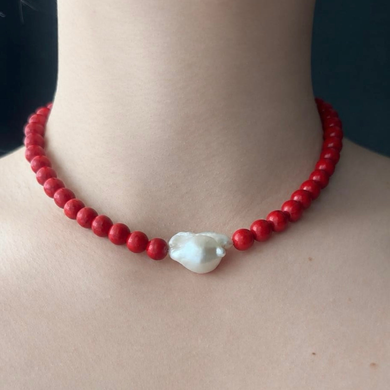 “Red Pearl” necklace